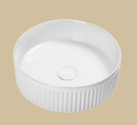 Vasque ronde cannelée en céramique blanche brillante Bellevue de 370 mm à poser au-dessus du comptoir